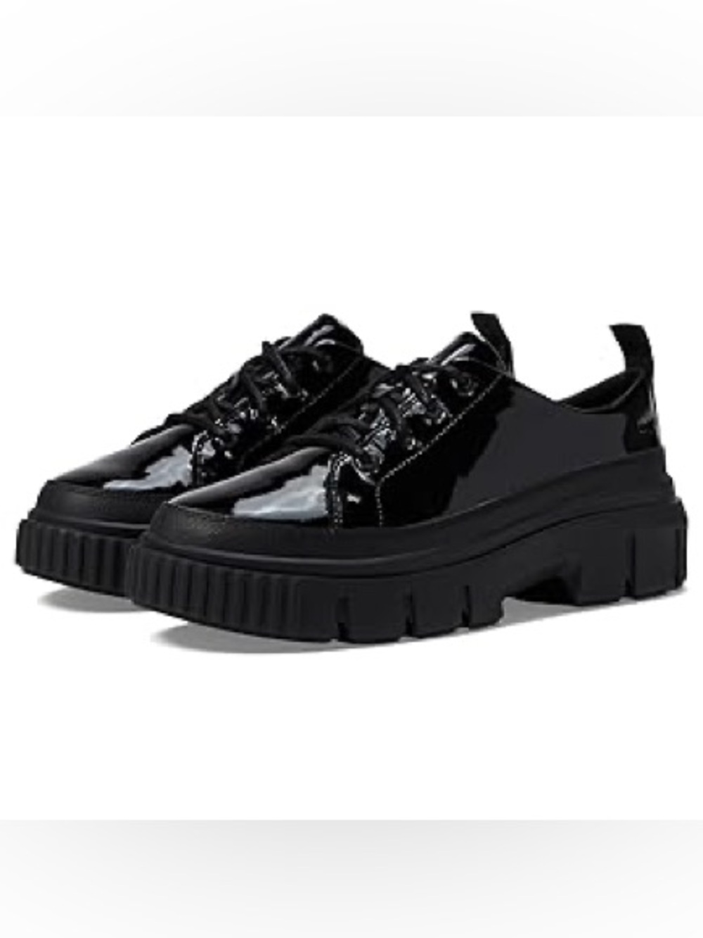 New Timberland Women's Greyfield Leather Ox, Black Full Grain Patent, 9 Medium